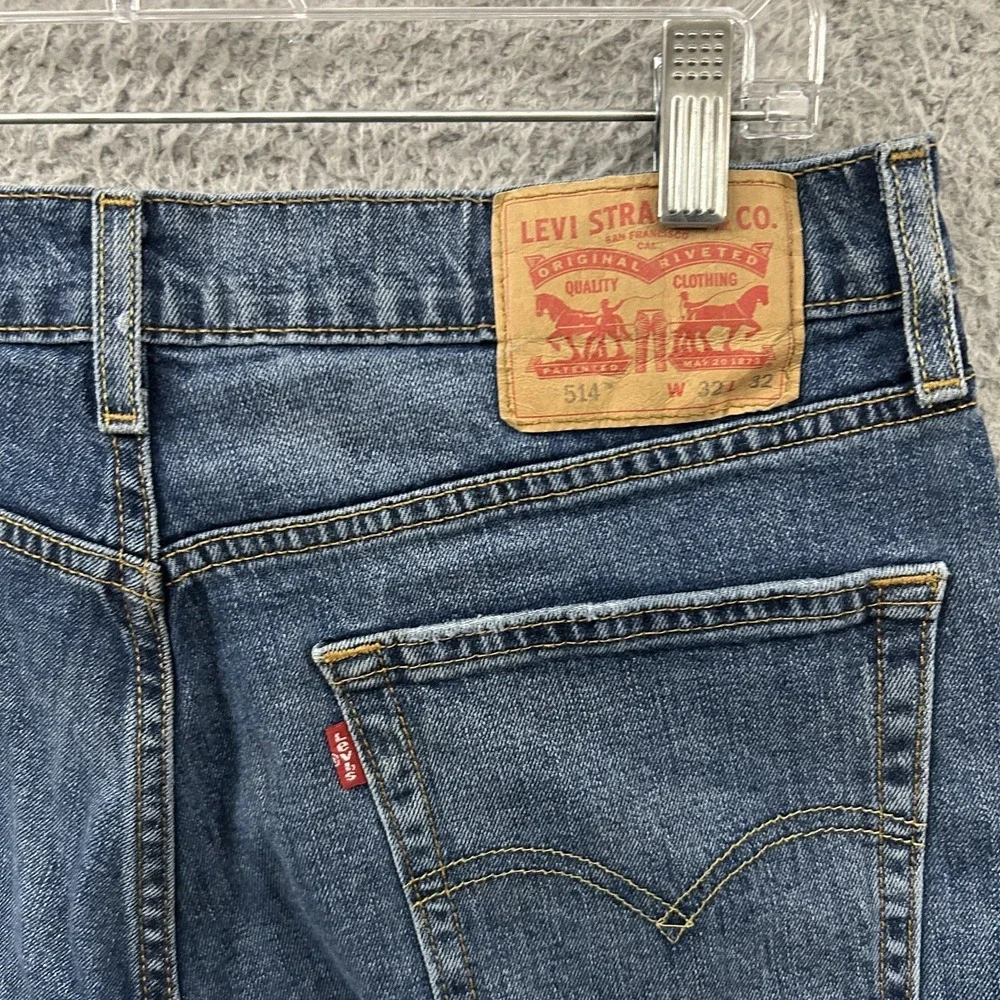 Levis Jeans Mens 32x32 Blue Denim‎ 514 Straight American Cotton Work Wear Adult